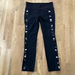 Athleta Women's Petite Black Gray White Athletic Full Length Leggings Pants